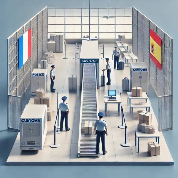 control aduanero aeropuerto francia españa